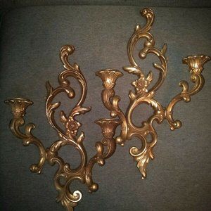 Beautiful Set of Vintage Syroco Candle Sconces